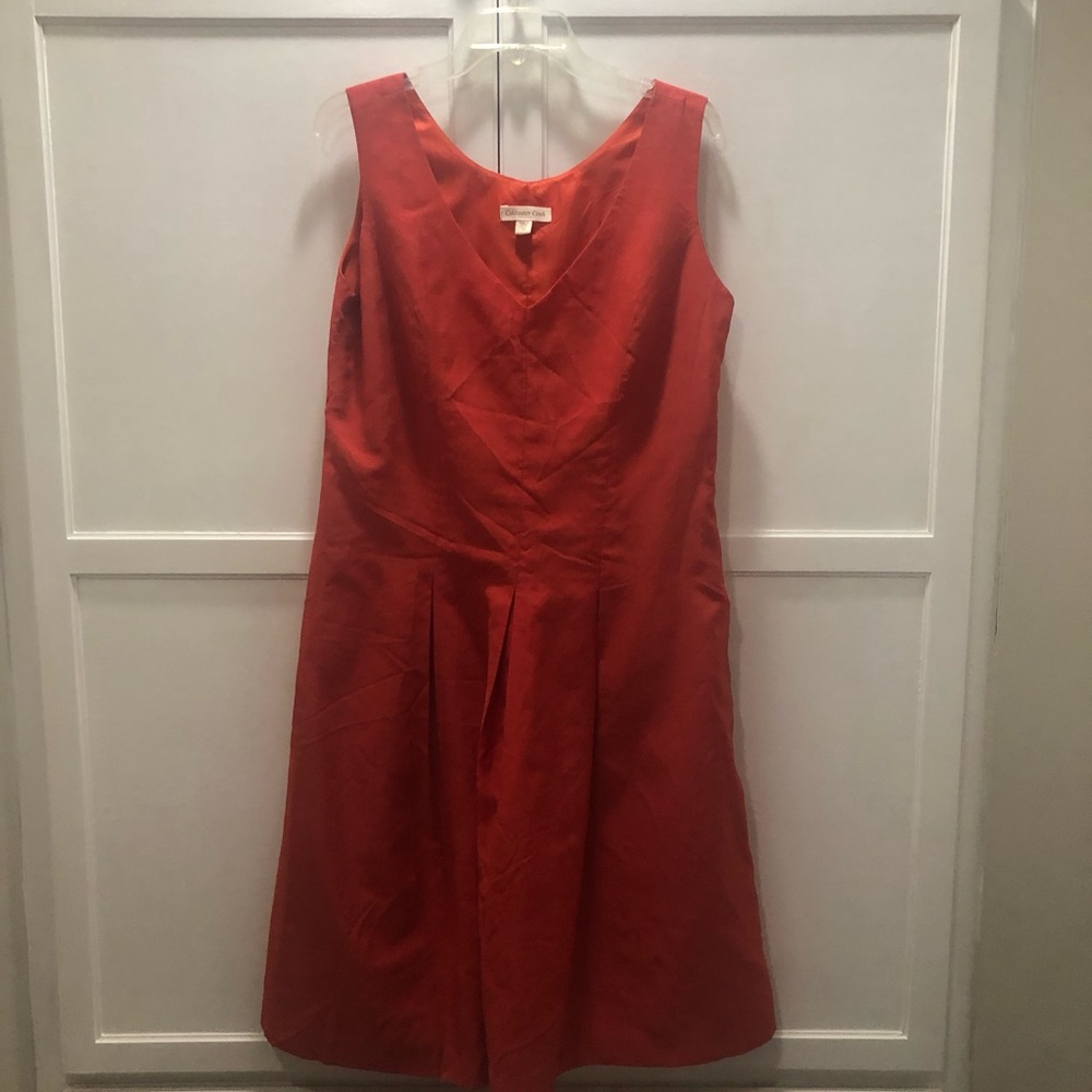 Gently worn, tea length, fancy dress in excellent condition.  Burnt Orange.
